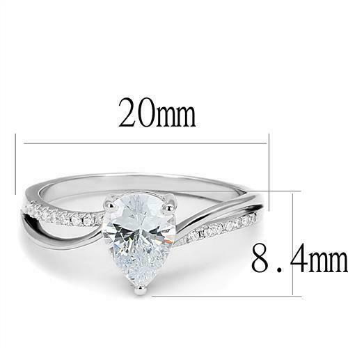 Jewellery Kingdom Solitaire Accents Cubic Zirconia Sterling Silver Ladies Engagement Pear Ring Secondary image