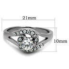 Jewellery Kingdom Solitaire Accents Ladies Swirl Engagement Cubic Zirconia Stainless Steel Ring (Silver) - Jewelry Rings - British D'sire