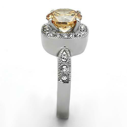 Jewellery Kingdom Solitaire Accents Stainless Steel 2 CT Ladies Champagne Ring - Jewelry Rings - British D'sire