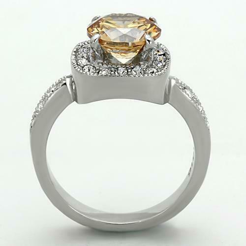 Jewellery Kingdom Solitaire Accents Stainless Steel 2 CT Ladies Champagne Ring - Jewelry Rings - British D'sire