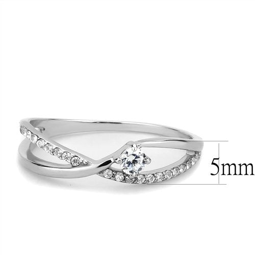 Jewellery Kingdom Solitaire Accents Stainless Steel Pretty Elegant Ladies Cubic Zirconia Ring Band (Silver) Secondary image