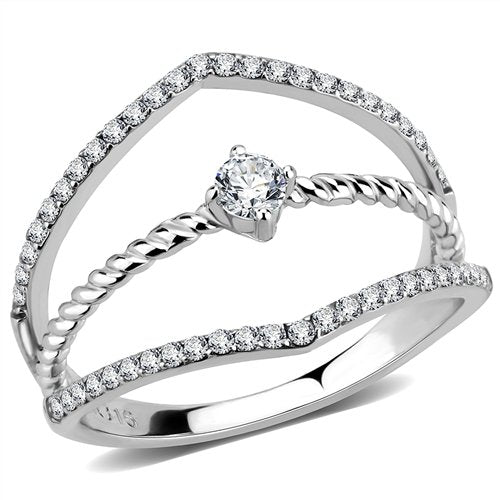 Jewellery Kingdom Solitaire Band Cubic Zirconia Stainless Steel Ladies No Tarnish Ring (Silver) - Jewelry Rings - British D'sire