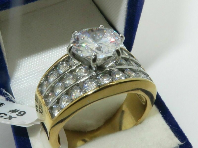 Jewellery Kingdom Solitaire Channel Simulated Diamonds Ladies Ring (Gold) Secondary image