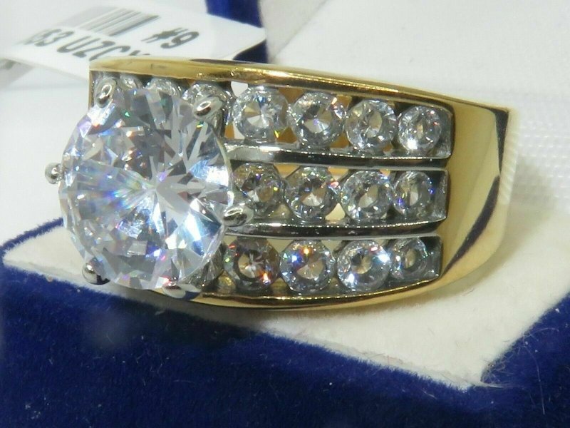 Jewellery Kingdom Solitaire Channel Simulated Diamonds Ladies Ring (Gold) - Jewelry Rings - British D'sire Main image
