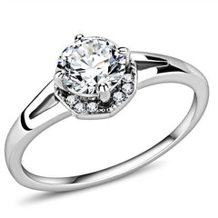 Jewellery Kingdom Solitaire Cubic Zirconia 1 Carat Stainless Steel Ladies Engagement Ring (Silver) - Jewelry Rings - British D'sire