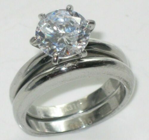 Jewellery Kingdom Solitaire Cubic Zirconia 2.50 Carat Plain Band Wedding Engagement Ring Set Secondary image