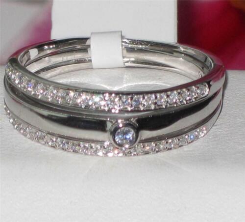 Jewellery Kingdom Solitaire Cubic Zirconia Accents Sterling Silver Ladies Pave Silver Engagement Ring - Jewelry Rings - British D'sire