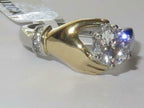 Jewellery Kingdom Solitaire Cubic Zirconia Hand Two Tone Hand Stainless Steel Silver Ring - Jewelry Rings - British D'sire