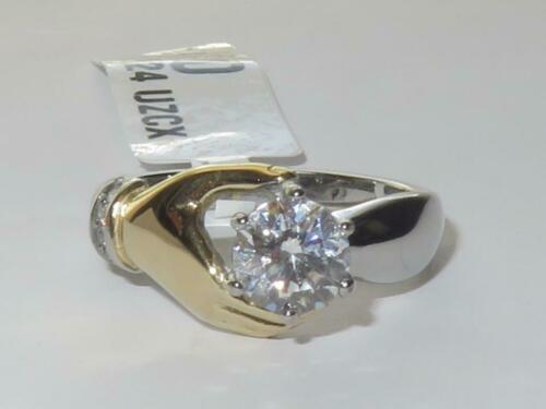 Jewellery Kingdom Solitaire Cubic Zirconia Hand Two Tone Hand Stainless Steel Silver Ring - Jewelry Rings - British D'sire Main image