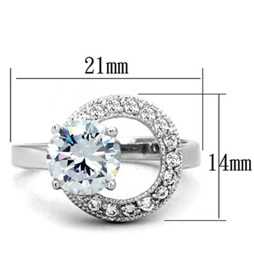 Jewellery Kingdom Solitaire Cubic Zirconia Pretty Silver Rhodium Clear Ladies Circle Ring Secondary image
