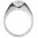 Jewellery Kingdom Solitaire Cubic Zirconia Stainless Steel Ladies Engagement Ring (Silver) - Engagement Rings - British D'sire