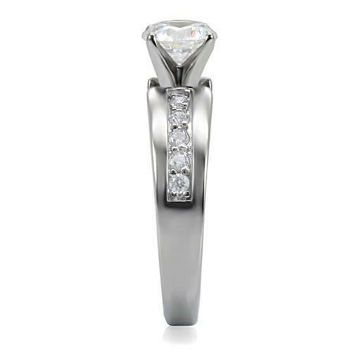 Jewellery Kingdom Solitaire Cubic Zirconia Stainless Steel Ladies Engagement Ring - Engagement Rings - British D'sire