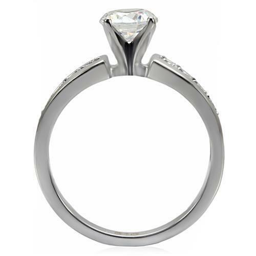 Jewellery Kingdom Solitaire Cubic Zirconia Stainless Steel Ladies Engagement Ring - Engagement Rings - British D'sire