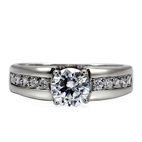 Jewellery Kingdom Solitaire Cubic Zirconia Stainless Steel Ladies Engagement Ring - Engagement Rings - British D'sire