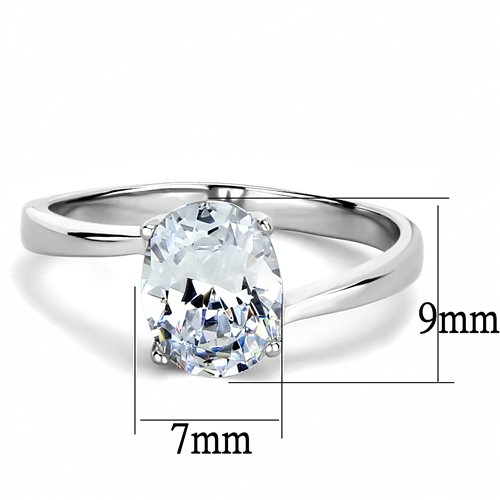 Jewellery Kingdom Solitaire Cubic Zirconia Stainless Steel Oval Ladies Ring (Silver) Secondary image