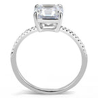 Jewellery Kingdom Solitaire CZ Stainless Steel Accent Ladies Asscher Ring (Silver) - Rings - British D'sire