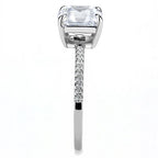 Jewellery Kingdom Solitaire CZ Stainless Steel Accent Ladies Asscher Ring (Silver) - Rings - British D'sire