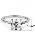 Jewellery Kingdom Solitaire CZ Stainless Steel Accent Ladies Asscher Ring (Silver) - Rings - British D'sire