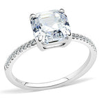 Jewellery Kingdom Solitaire CZ Stainless Steel Accent Ladies Asscher Ring (Silver) - Rings - British D'sire