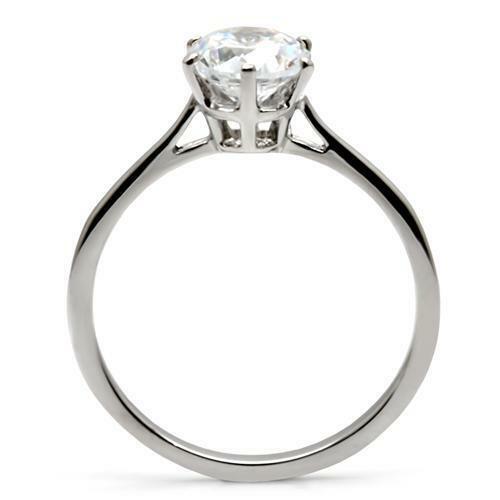 Jewellery Kingdom Solitaire Engagement 2 Carat Stainless Steel Realistic Ladies Elegant Ring - Jewelry Rings - British D'sire
