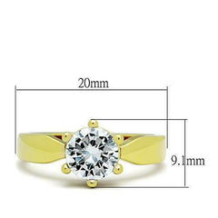 Jewellery Kingdom Solitaire Engagement Ladies 18kt 1 Carat Simulated Diamond Steel Ring (Gold) - Jewelry Rings - British D'sire