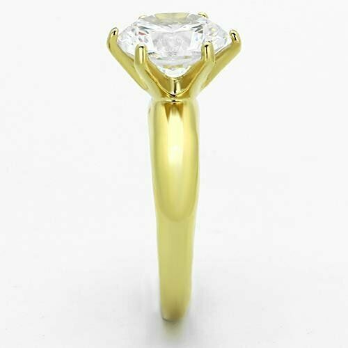 Jewellery Kingdom Solitaire Engagement Simulated Diamond Ladies Ring (Gold) - Jewelry Rings - British D'sire
