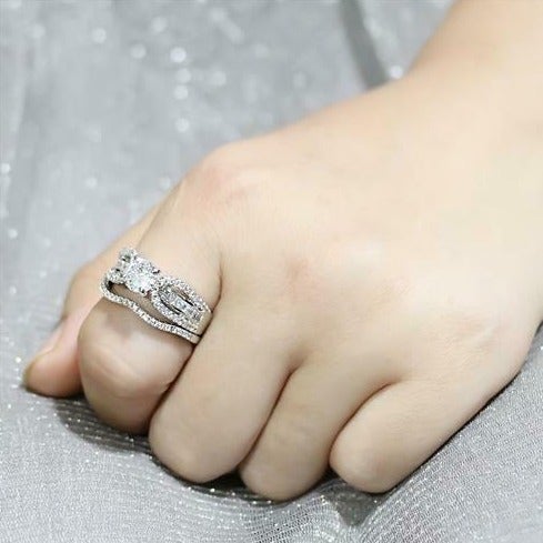 Jewellery Kingdom Solitaire Guard Set Simulated Diamond Wedding or Engagement Ring - Jewelry Rings - British D'sire