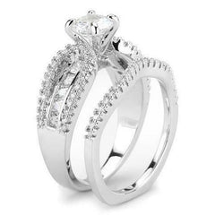 Jewellery Kingdom Solitaire Guard Set Simulated Diamond Wedding or Engagement Ring - Jewelry Rings - British D'sire