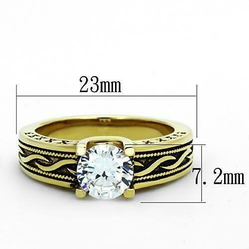 Jewellery Kingdom Solitaire Ladies Steel Cubic Zirconia 1.5 Carat Chunky Ring (Gold) Secondary image