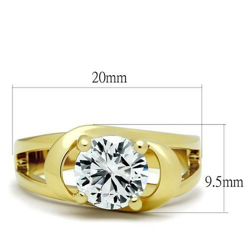 Jewellery Kingdom Solitaire Ladies 2 Carat Swirl Cubic Zirconia Steel Ring (Gold) Secondary image