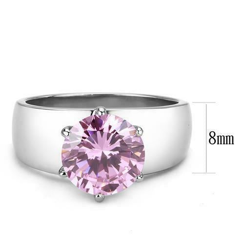 Jewellery Kingdom Solitaire Ladies Cubic Zirconia 2 Carat Stainless Steel Silver Ring (Pink) Secondary image