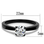 Jewellery Kingdom Solitaire Ladies Cubic Zirconia Half Carat Stainless Steel Engagement Ring (Black) - Jewelry Rings - British D'sire