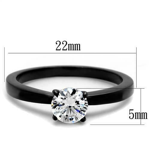 Jewellery Kingdom Solitaire Ladies Cubic Zirconia Half Carat Stainless Steel Engagement Ring (Black) - Jewelry Rings - British D'sire
