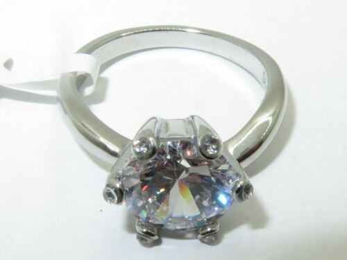 Jewellery Kingdom Solitaire Simulated Diamond Ladies Engagement Ring (Silver) - Jewelry Rings - British D'sire