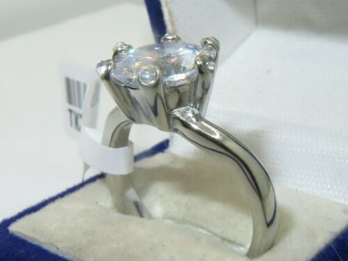 Jewellery Kingdom Solitaire Simulated Diamond Ladies Engagement Ring (Silver) - Jewelry Rings - British D'sire