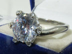 Jewellery Kingdom Solitaire Simulated Diamond Ladies Engagement Ring (Silver) - Jewelry Rings - British D'sire