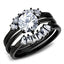 Jewellery Kingdom Solitaire Stainless Steel Ladies Engagement Wedding Bands Ring Set (Black ) - Rings - British D'sire