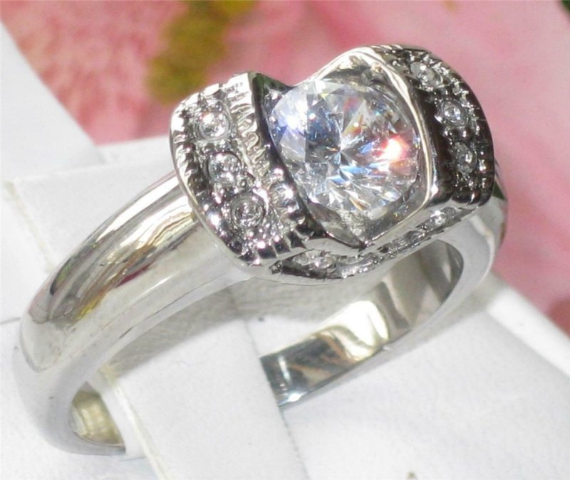 Jewellery Kingdom Solitaire Stainless Steel Pretty Cubic Zirconia Accents Engagement Ring - Jewelry Rings - British D'sire
