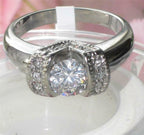 Jewellery Kingdom Solitaire Stainless Steel Pretty Cubic Zirconia Accents Engagement Ring - Jewelry Rings - British D'sire