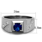 Jewellery Kingdom Solitaire Stainless Steel Signet Pinky CZ Mens Sapphire Ring (Blue) - Rings - British D'sire