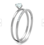 Jewellery Kingdom Solitaire Sterling Silver Cubic Zirconia Ladies Wedding Band Ring Set - Jewelry Rings - British D'sire