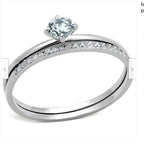 Jewellery Kingdom Solitaire Sterling Silver Cubic Zirconia Ladies Wedding Band Ring Set - Jewelry Rings - British D'sire