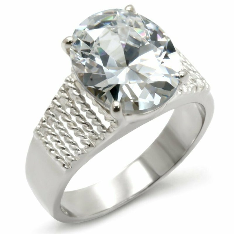Jewellery Kingdom Solitaire Sterling Silver Simulated Diamonds Ladies Oval Ring - Jewelry Rings - British D'sire Main image