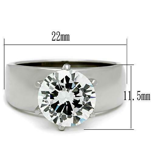 Jewellery Kingdom Solitaire Wide 6 CT Cubic Zirconia Stainless Steel Band Ladies Ring (Silver) - Rings - British D'sire