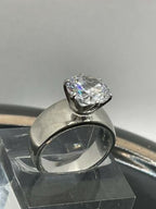 Jewellery Kingdom Solitaire Wide 6 CT Cubic Zirconia Stainless Steel Band Ladies Ring (Silver) - Rings - British D'sire