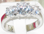 Jewellery Kingdom Sparkling Stone CZ 4 Carat Stainless Steel Silver Ring for Anniversary - Jewelry Rings - British D'sire