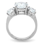 Jewellery Kingdom Sparkling Stone CZ 4 Carat Stainless Steel Silver Ring for Anniversary - Jewelry Rings - British D'sire