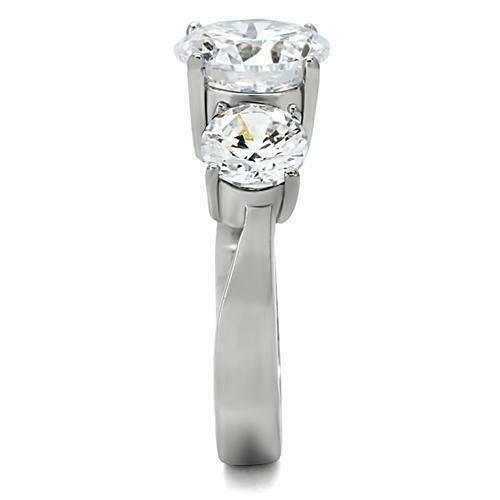 Jewellery Kingdom Sparkling Stone CZ 4 Carat Stainless Steel Silver Ring for Anniversary - Jewelry Rings - British D'sire