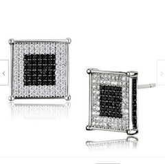 Jewellery Kingdom Square Cubic Zirconia Sterling White Stud Earrings (Silver& Black) - Earrings - British D'sire