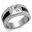 Jewellery Kingdom Square Signet Silver Stainless Steel Pinky Mens Onyx Ring - Jewelry Rings - British D'sire